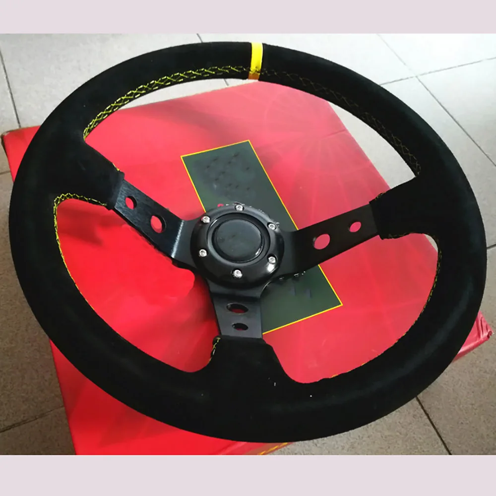 Universal Steering Wheel Car Accessories Modification 14 Inch 350mm Frosted Leather Deep Concave Suede Steering Wheel Tools