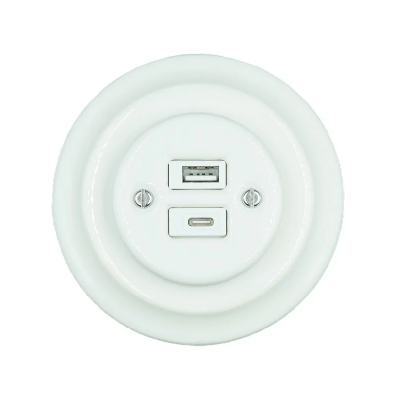 

Новый дизайн, заподлицо, керамическая белая розетка USB A + TYPE C для зарядки
