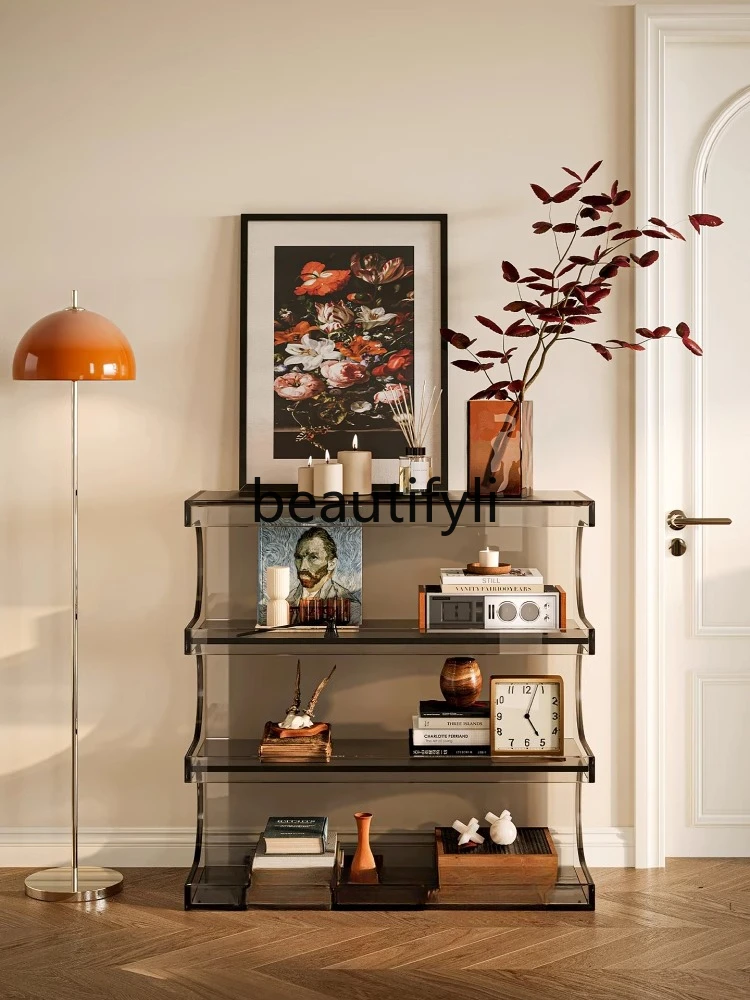 

Acrylic modern simple dining side cabinet integrated against the wall, living room tea, wine cabinet storage, entrance cabinet
