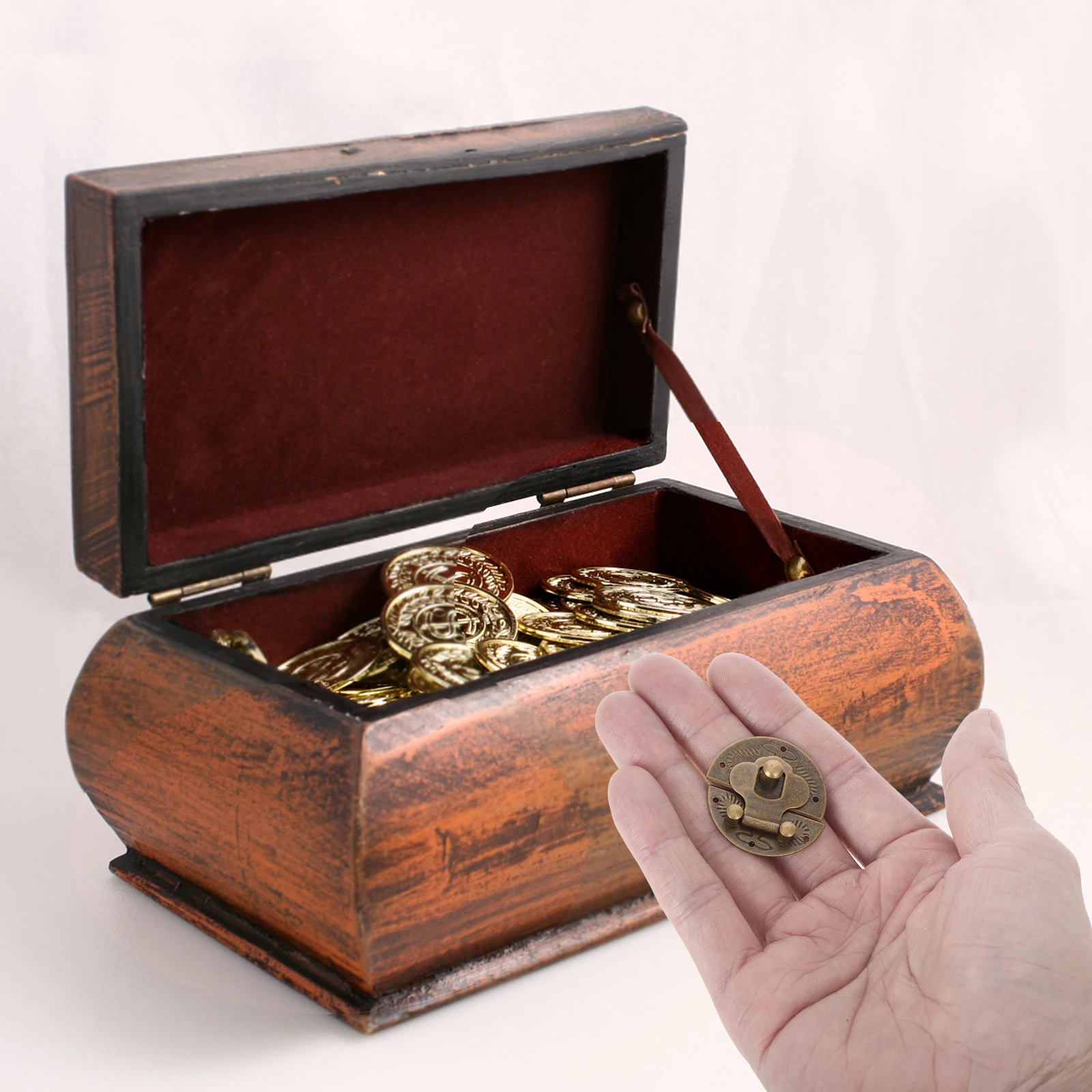 

2pcs Brass Jewelry Box Buckle Drawer Clasp Cabinet Door Latch Mini Hinge Copper Spring Durable Furniture Hardware