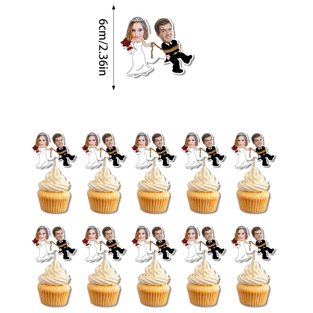 Customized Wedding Party Bridal Shower Photo Cake Decorations - Personalized Couple Portrait Pattern Cake Decorations, Wedding Engagement Party Cake Decorations, Bridal Shower Cake Decorations, Groom and Bride Photo Cake Decorations