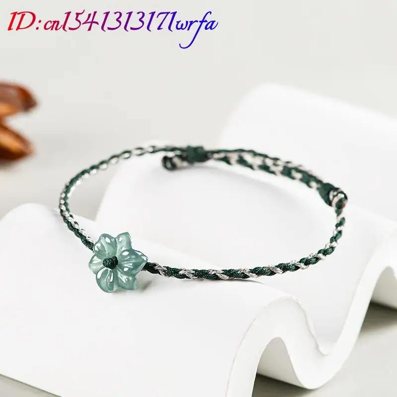 Blue Myanmar Jadeite Flower Bracelet Fashion Accessories Stone Bangle Designer Carved Gemstone Natural Burmese Jade Luxury