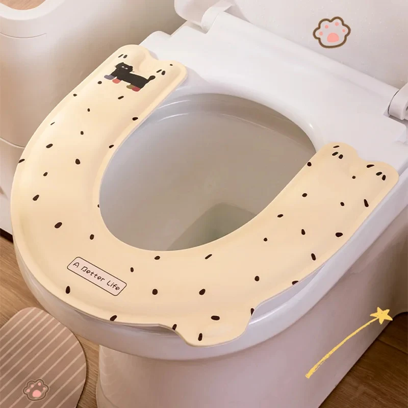 U-Shaped Toilet Seat Cushion Cartoon Pattern Anti-Slip Toilet Seat Protector Self-Adhesive Toilet Seat Cushion