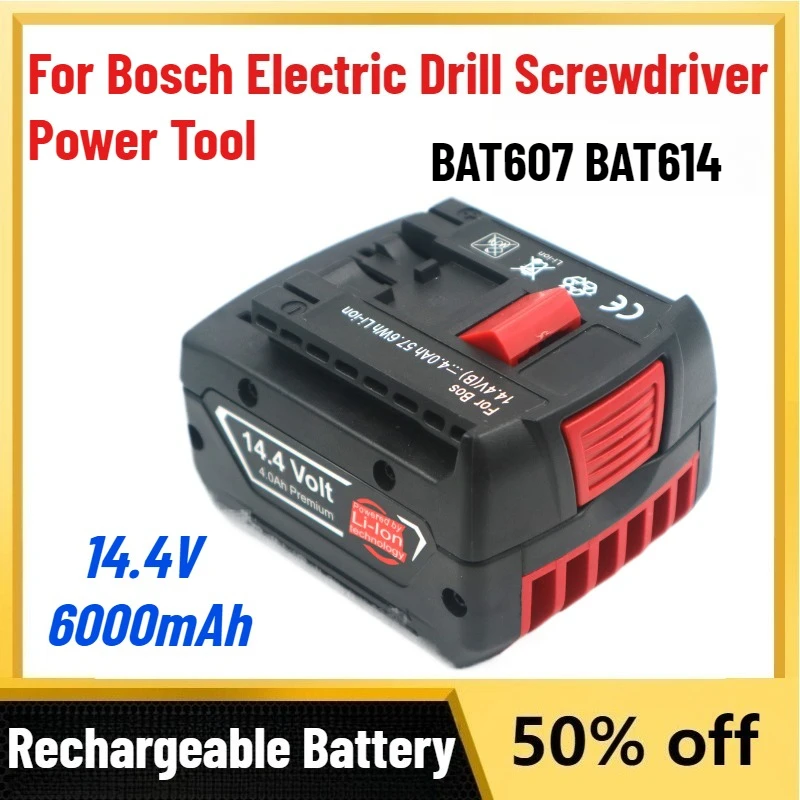 

New 6000mAh 14.4V BAT607 BAT614 Li-Ion Rechargeable Batteries for Bosch Electric Drill Screwdriver Power Tool 18650 Battery