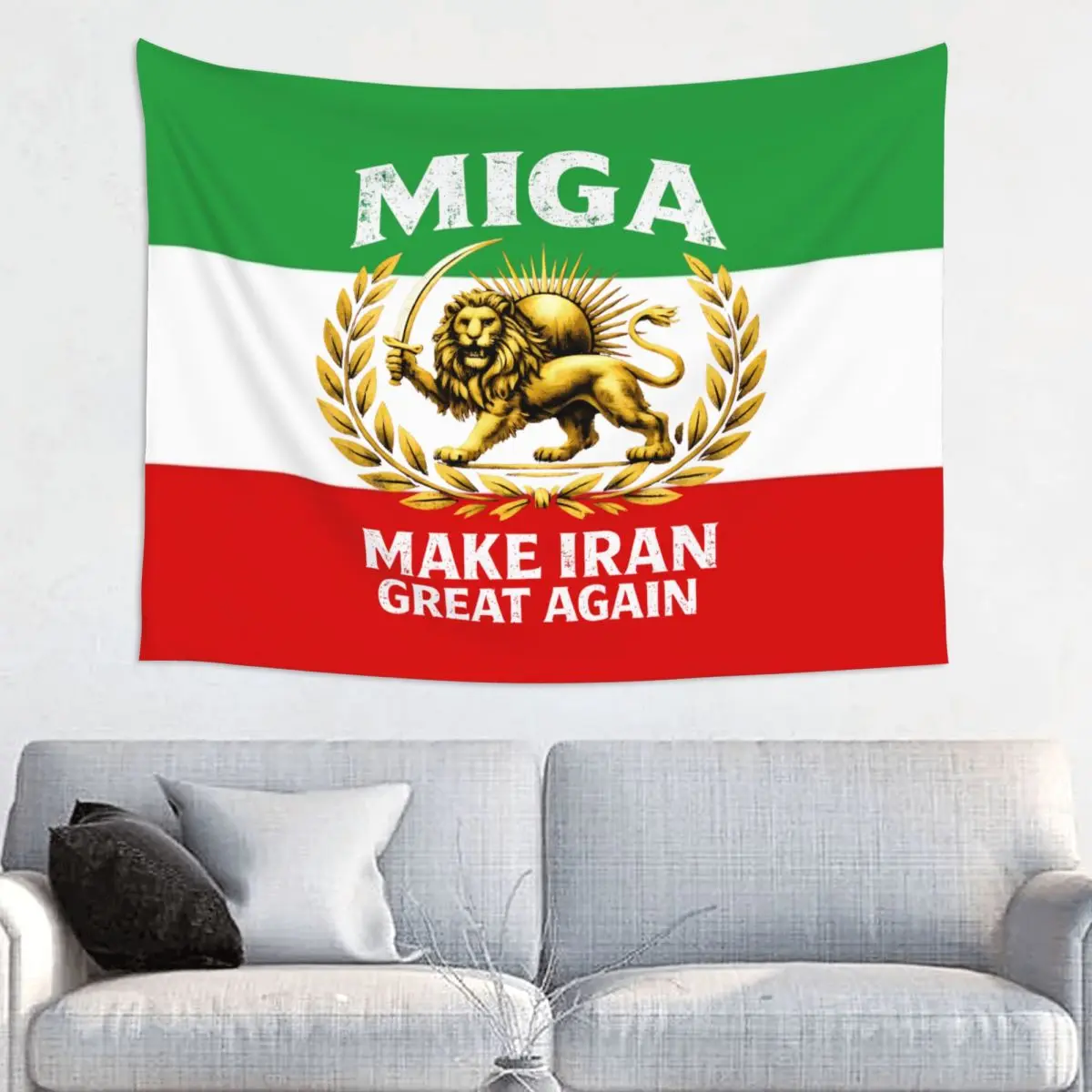 MIGA Make Iran Great Again, tapiz persa con león y sol, tapiz bohemio para colgar en la pared, decoración para habitación, cubierta para mesa, tapiz de pared Mandala