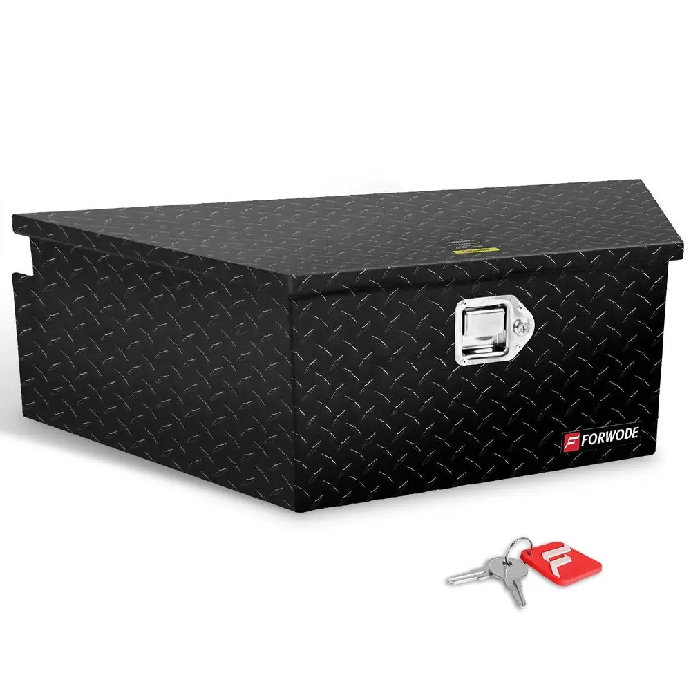 

Trailer Tongue Box 39 Inch Aluminum Tongue Tool Box Lockable Trailer Tool Chest with Gas Strut, Secure Diamond Plate Truck Tong