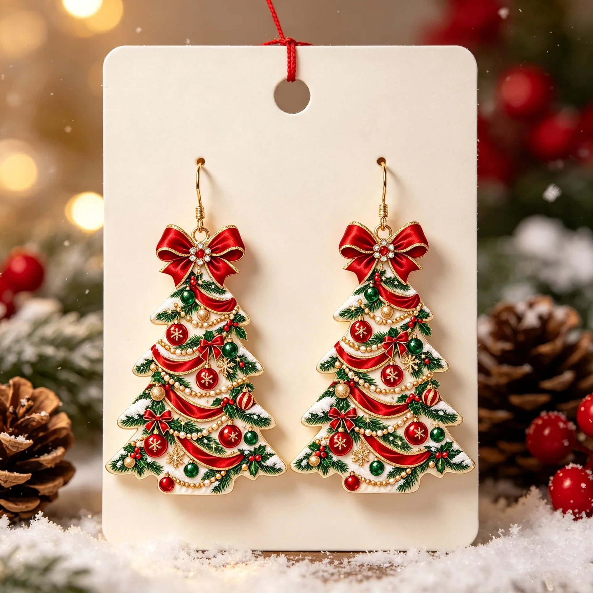 Earrings Christmas Tree Acrylic Multicolor Stylish Festive Party Hanging Ornament Portable Lightweight for Women Girls Gift