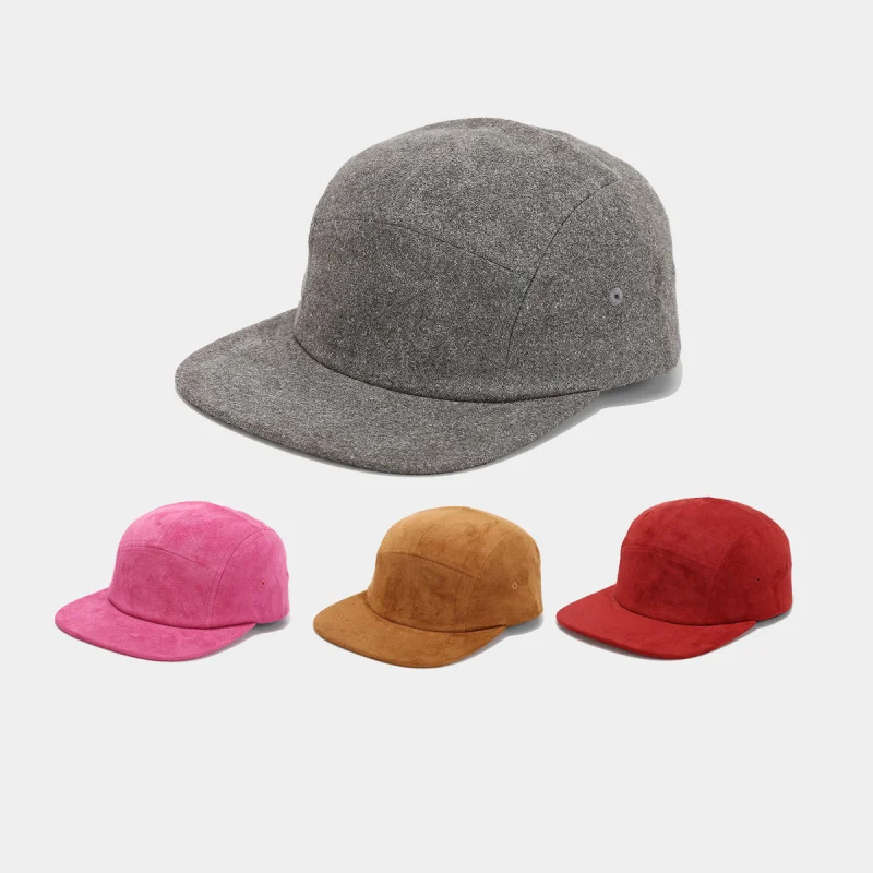 Gorro de Béisbol de 5 Paneles con Visera Plana, Mezcla de Lana, Ajustable, Cálido para Invierno, para Hombre y Mujer