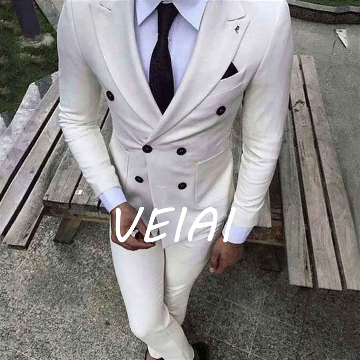 

Мужские костюмы по индивидуальному заказу, белые мужские брюки, синие свадебные смокинги для жениха, пиджаки для выпускного вечера, костюм цвета слоновой кости, Homme Slim Fit Terno Masculino