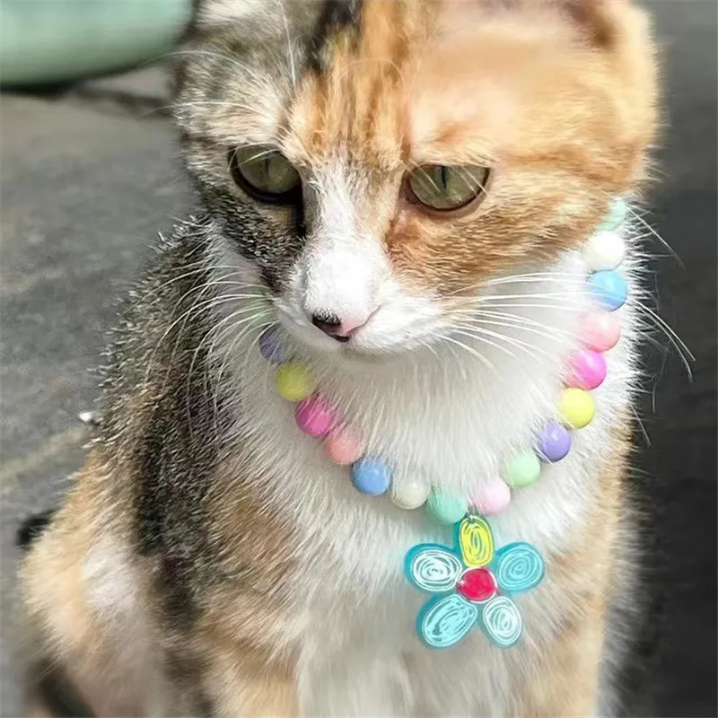 

Cat Collar Pet Pearl Necklace Pet Collar Cat and Dog Jewelry Heart Diamond Pet Products Fashion Flower Dog Collar