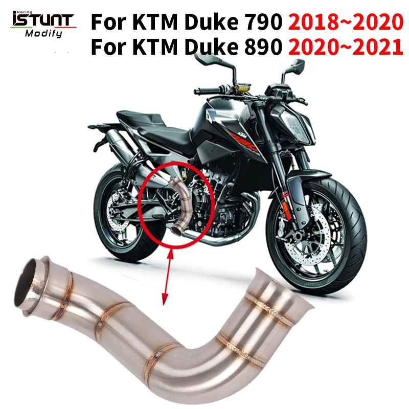 Tubo de Escape medio con catalizador para motocicleta, tubo de enlace medio para KTM Duke 790, 2018 ~ 2020, Duke 890, 2020 ~ 2021