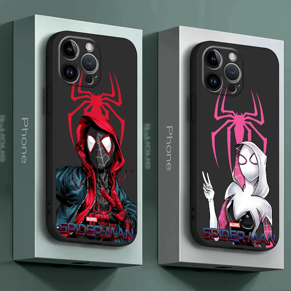 Cover Marvel Cute Spider Men Phone Case for Apple iPhone 14 13 15 Pro Max 11 Pro 12 Mini SE X XS Max XR 78 Plus Soft Cases Cover