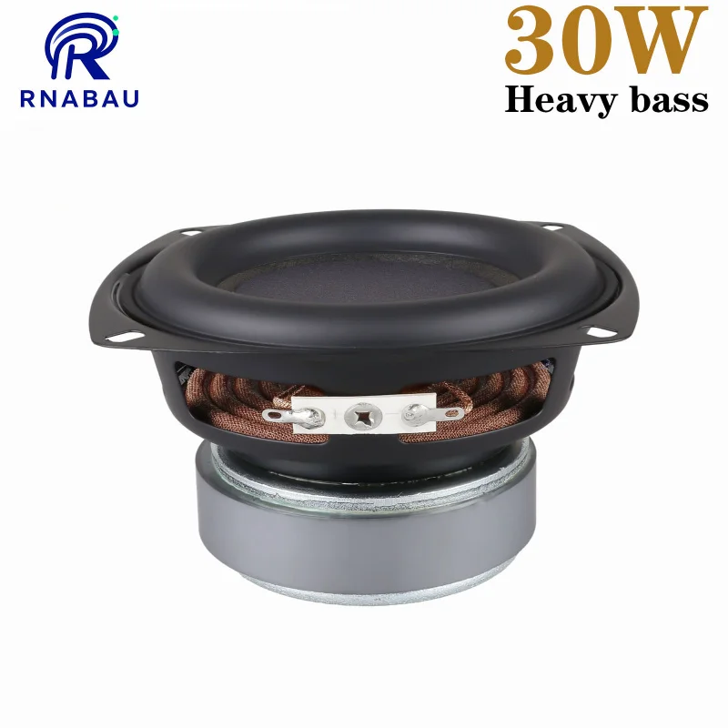 Subwoofer de 30Watts com Graves Potentes, 25 Cores, Alto-falante de 4 Polegadas, Borda de Borracha, Aço Magnético de Alta Performance, Alta Potência, 4 Ohms, Peças para Alto-falante