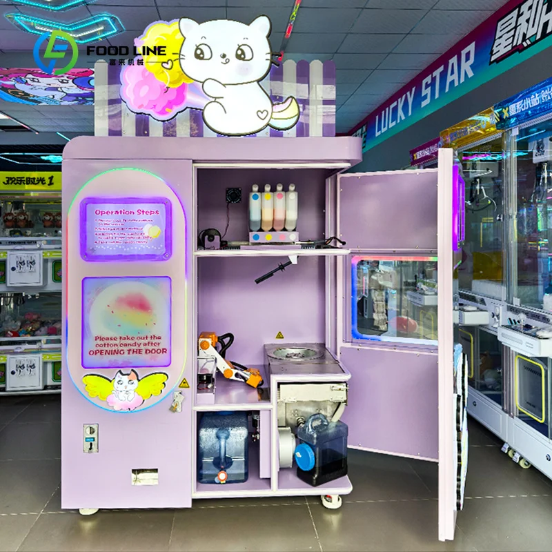 Customized Fully Automatic Cotton Candy Vending Kiosk with Visual Workspace Smart Candy Floss Maker for Export