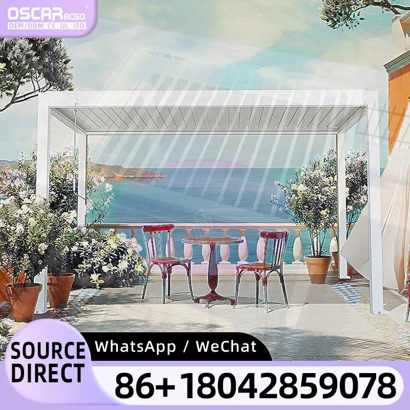 

Waterproof Retractable Outdoor Louvered Awning with Aluminium Frame for Garden Patio Balcony pergola