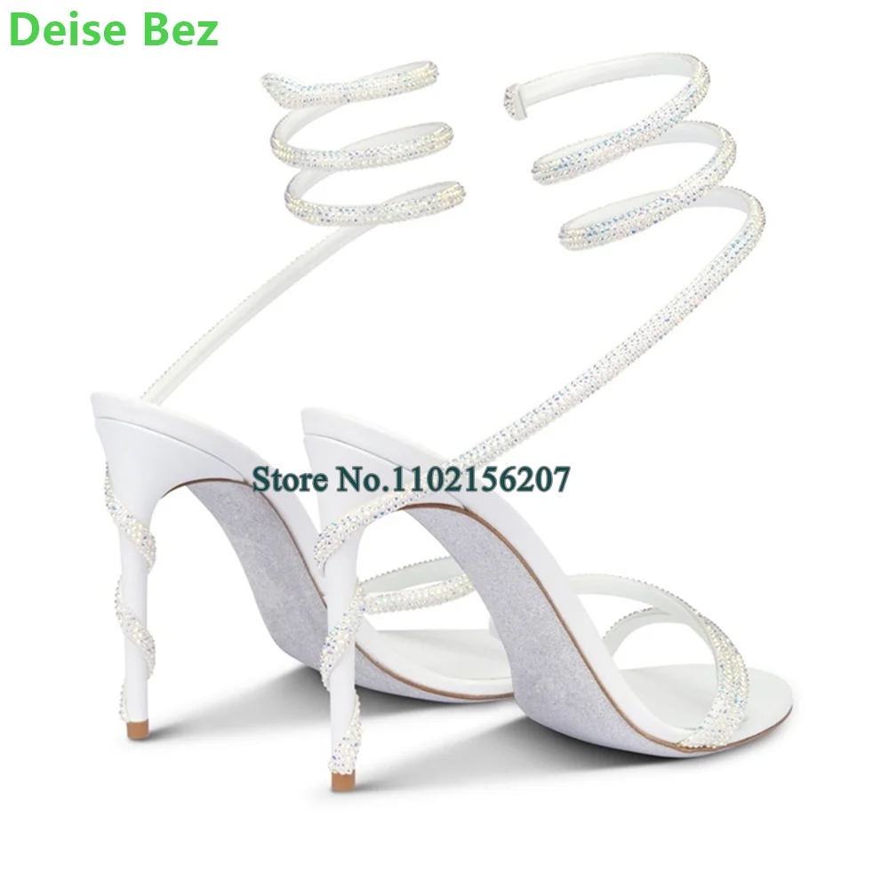 Ankle Around Strap Thin High Heel Sandals For Female Women Round Toe Sexy Shallow Slingback Narrow Band Fashion Runway Shoes