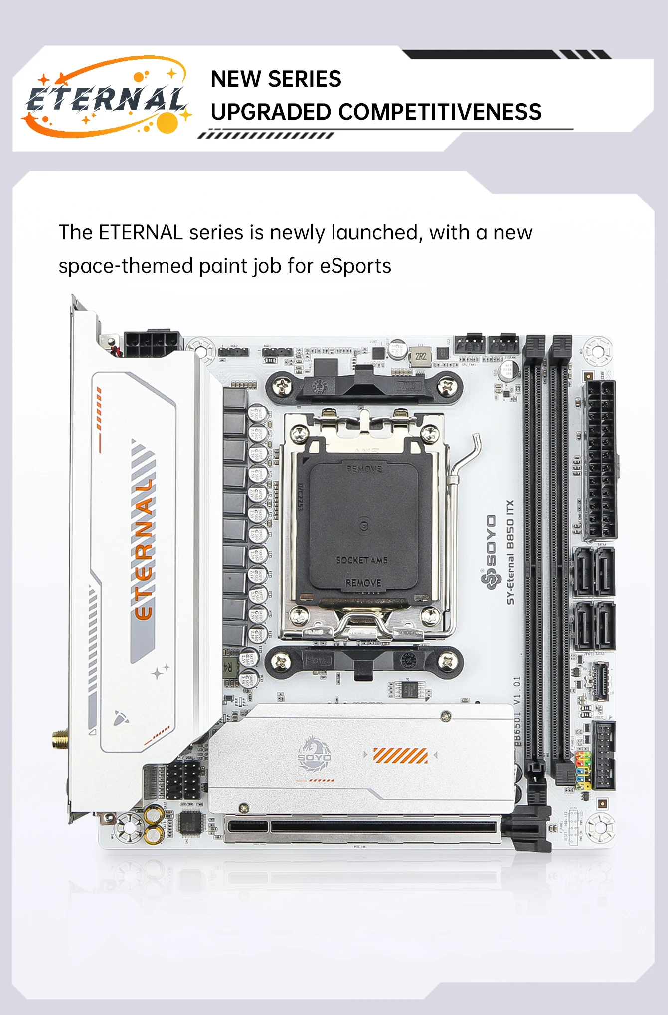 SOYO B850ITX WiFi6 Gaming-Mainboard Dual-Channel DDR5 AM5 Unterstützt Ryzen 7800X3D 9900X CPU PCIE5.0 NVME Typ-C AMD Hauptplatine – Detail 3