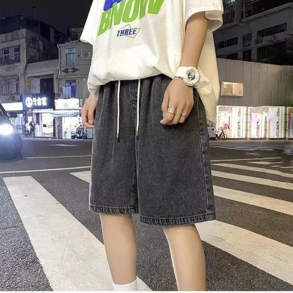 2022 Spring Summer Men Denim Shorts Men's Clothing Beach Jeans Denim Cotton Short Casual Business Social Men Shorts black jeans