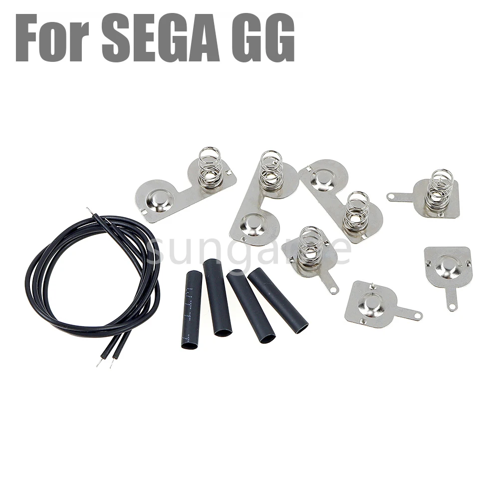 1/5sets AA Battery Spring Positive Negative Contact Pieces+Heat Shrink Tubing Wire For SEGA GG Battery Spring Piece