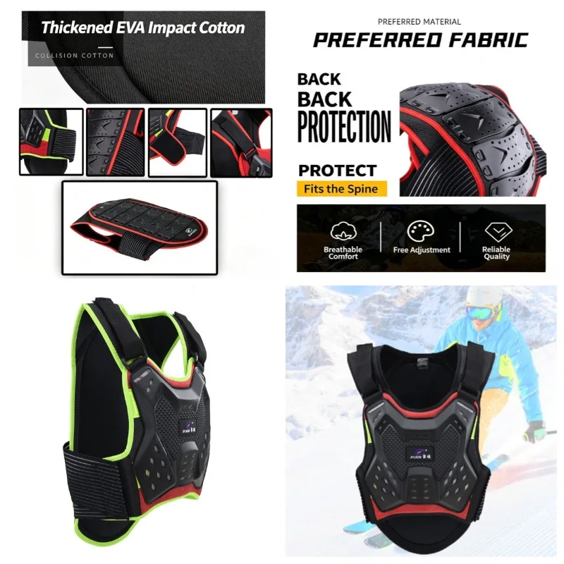 Adults Motorcycle Armor Body Armor Anti Falling Shock Resistant Suit Vest Protection Armour Back Detachable，Motorcycle Equipment