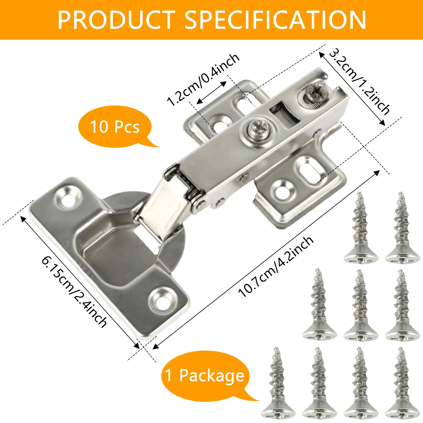 Dobradiças macias do armário de fechamento para móveis de cozinha, porta do armário, sobreposição completa, dobradiças ocultas mudas, 95 °-105, 10 pcs, 22pcs