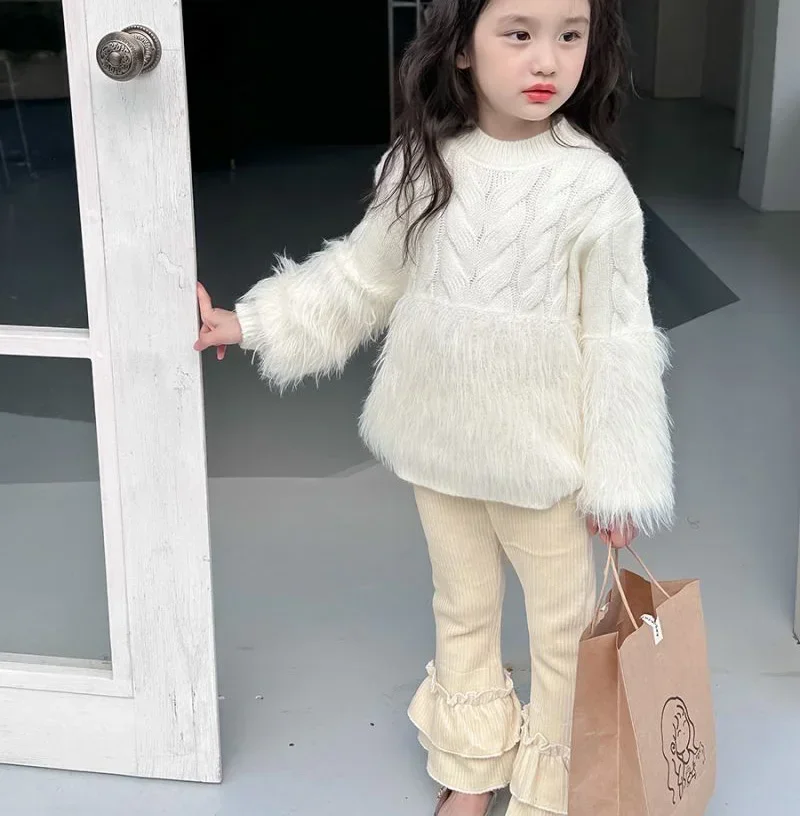 Baby Girl Princess Faux Fur Knitted Sweater Winter Autumn Toddler Child Pullover Soft Warm Solid Sweater Top Baby Clothes 1-10Y