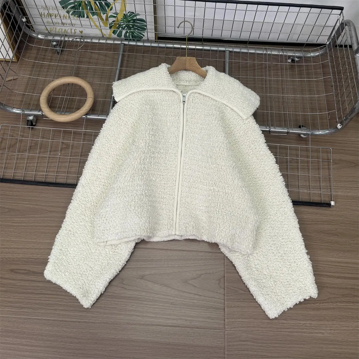 

Женская демисезонная куртка WMXZ: новая повседневная модель из вязаного трикотажа с жемчугом и искусственной кожей, с большим воротником, универсальная, для отдыха, с длинными рукавами, на молнии