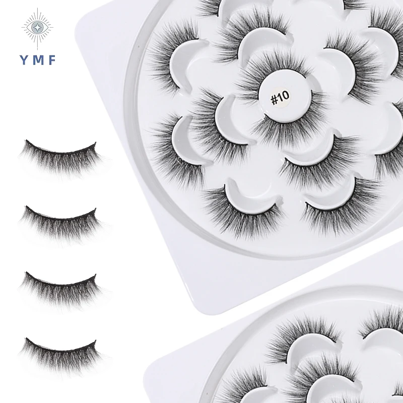 7 Pairs Natural Look Eyelashes Volume Lash Extensions Fluffy False Eyelashes 15mm Long Strip Lashes Cat Eye Eyelashes Fairy Look