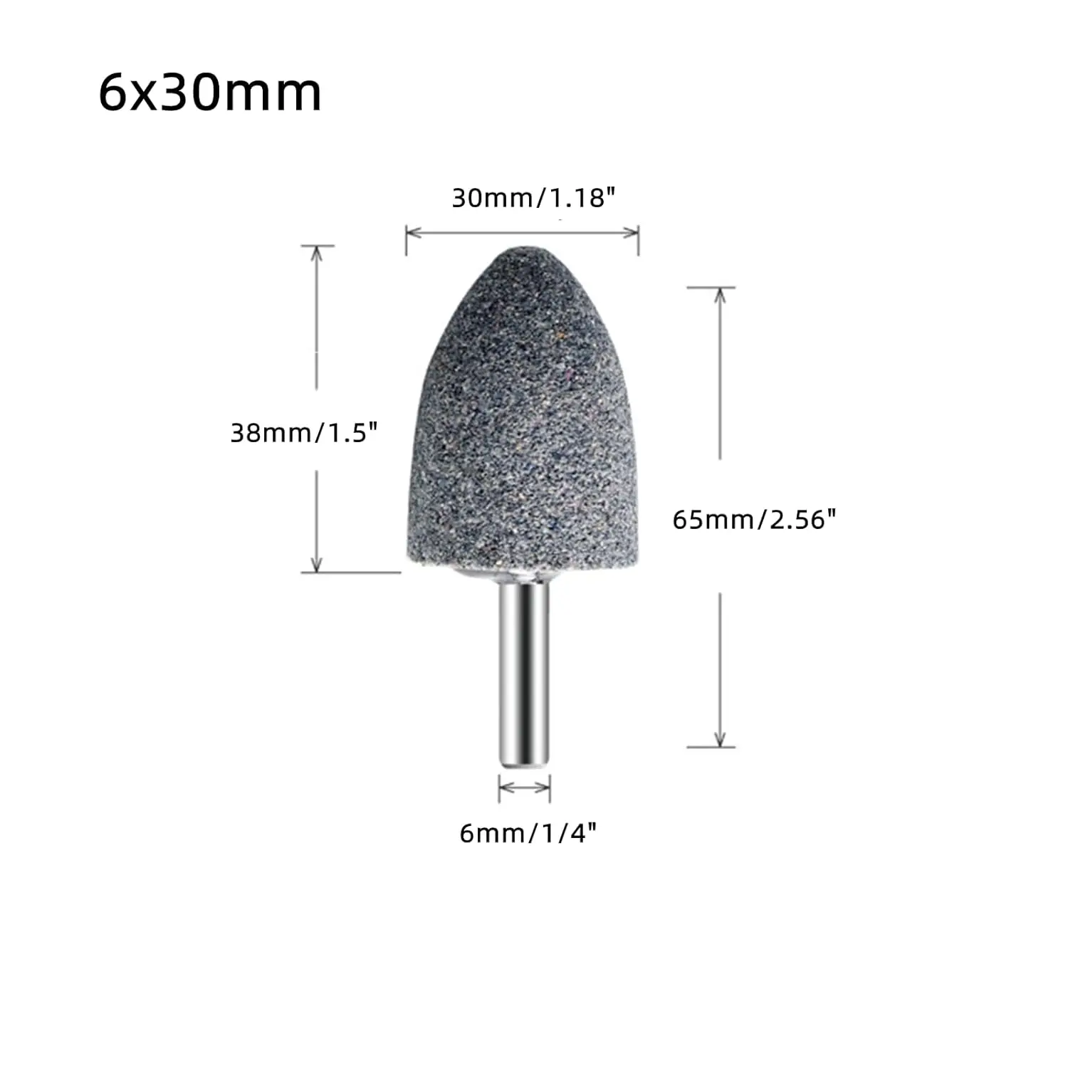 10Pcs 30mm Cone Aluminum Oxide Mounted Grinding Stones Cylindrical Rotary Bits 1/4