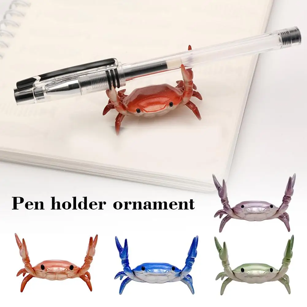 Funny Crab Desktop Pen Holder Weightlifting Crab Pen Holder Item Placement Pen Holding Bracket Ornament Decor Model Display