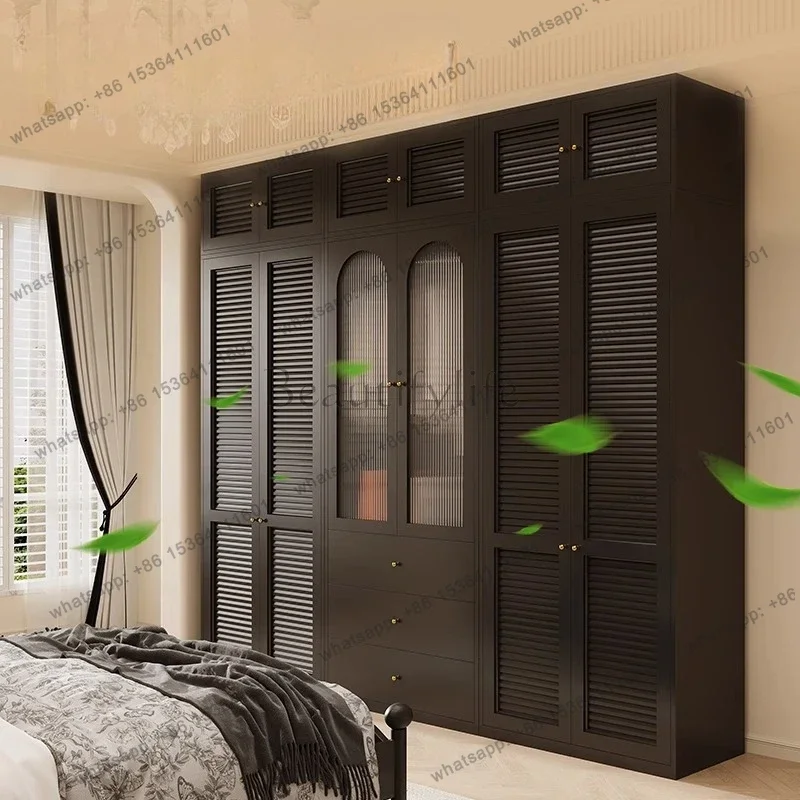 Factory Direct Black Simple Wardrobe Clothes Jeans Large Women Bedroom Wardrobe Display Cabinet Armario Exterior Jardin Hotel Fu