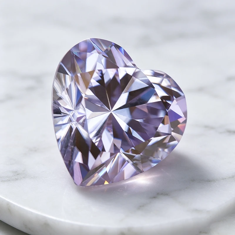 Moissanit-Stein Hellvioletter Herzschliff-Edelstein für Ring-, Halsketten- und Ohrringherstellung, Besteht Diamanttester mit Zertifikat – Detail 3