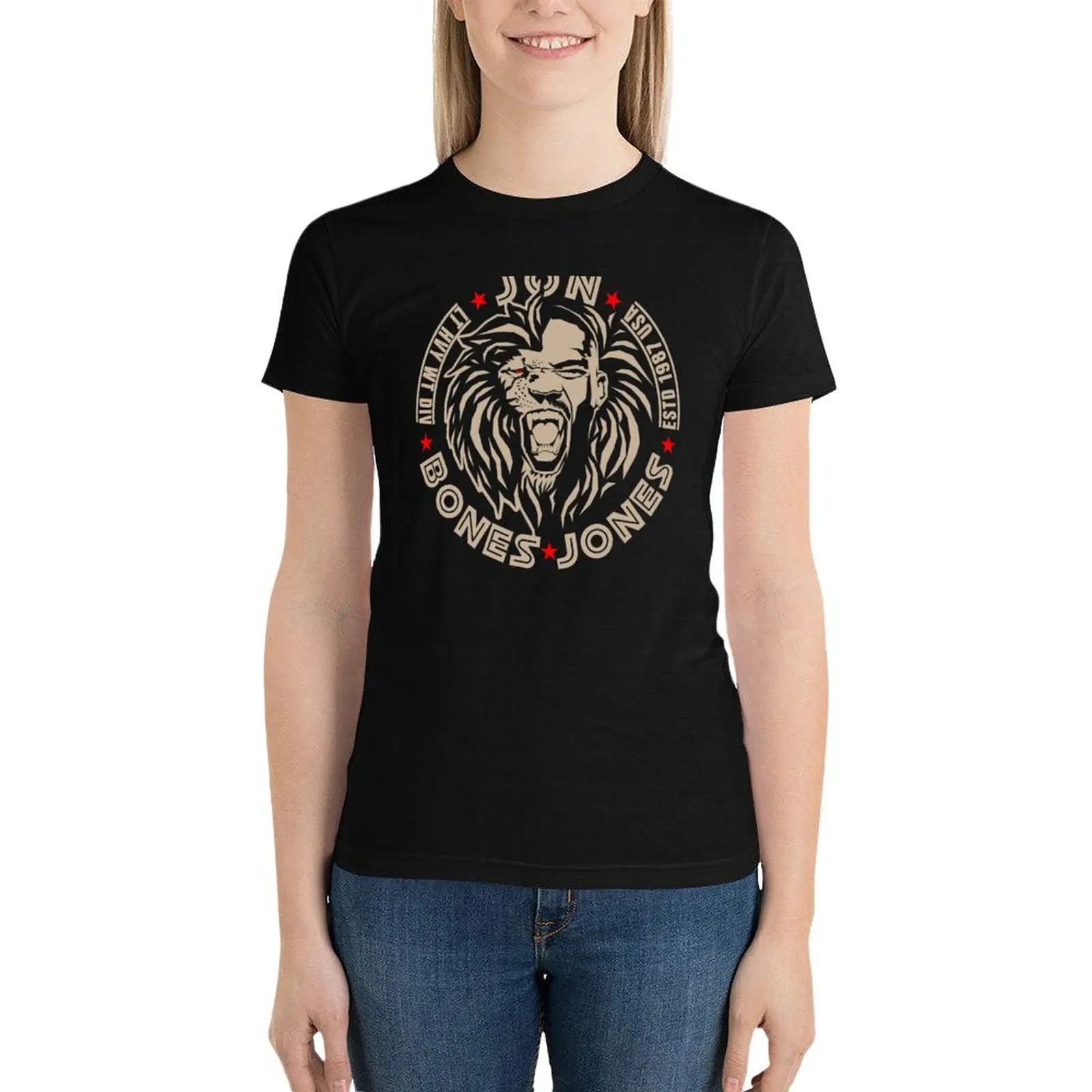 Jon Bones Jones Lion Face T-Shirt tops aesthetic clothes t-shirts for Women graphic tees