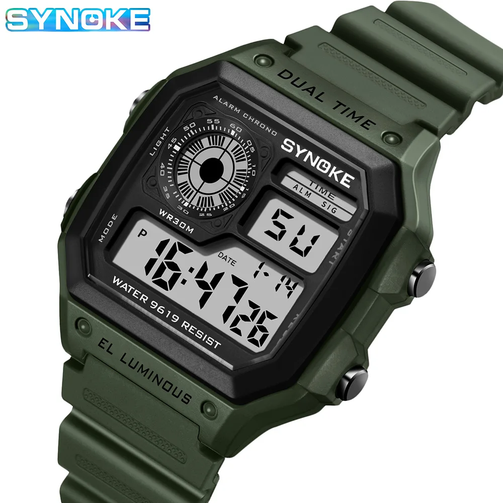 SYNOKE Couple watches Digital Watches Sports Luminous Multifunction Waterproof Chrono Wristwatch Outdoor Men Retro Fashion Women