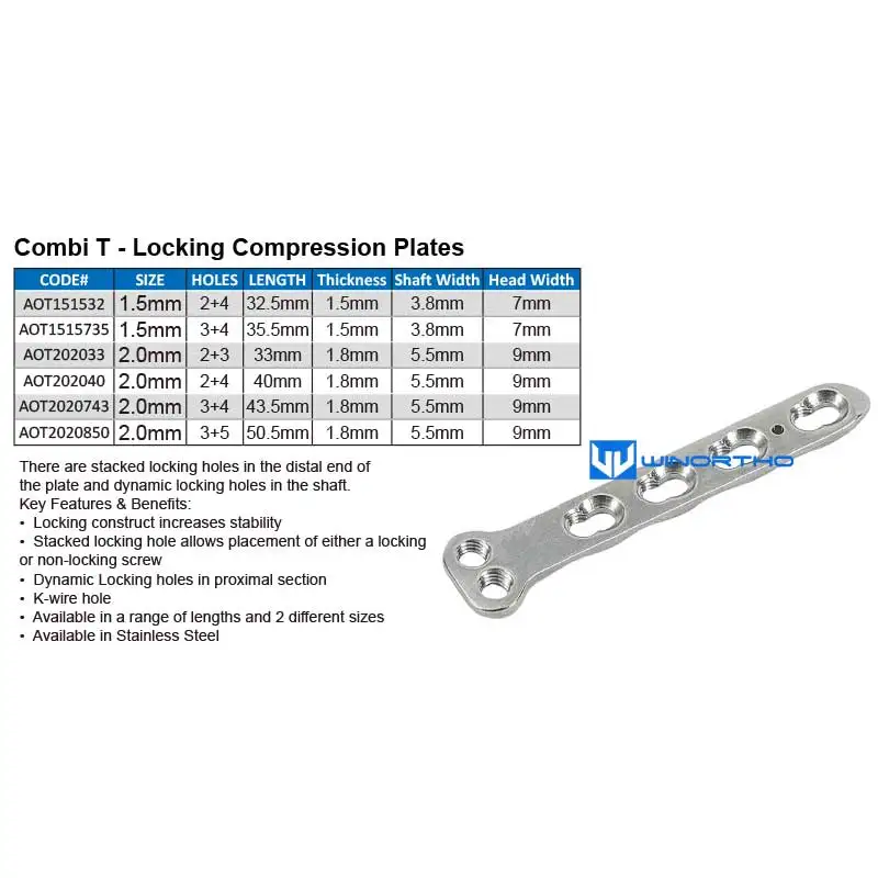 2.0mm LCP locking compression Combi T AO 1.5mm bone plate Veterinary Instrument  animal orthopedic surgical  tplo vet tool pet