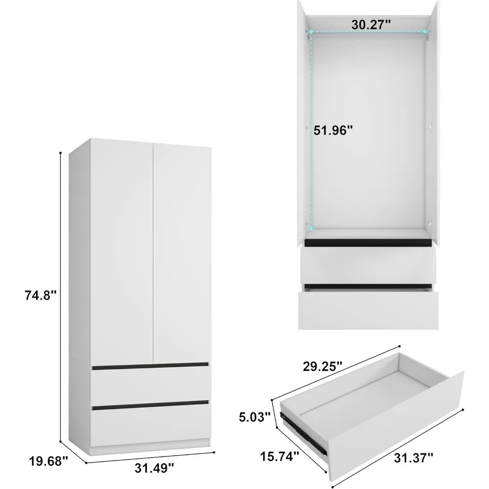 Bedroom Armoire Wardrobe Closet with Doors: 75