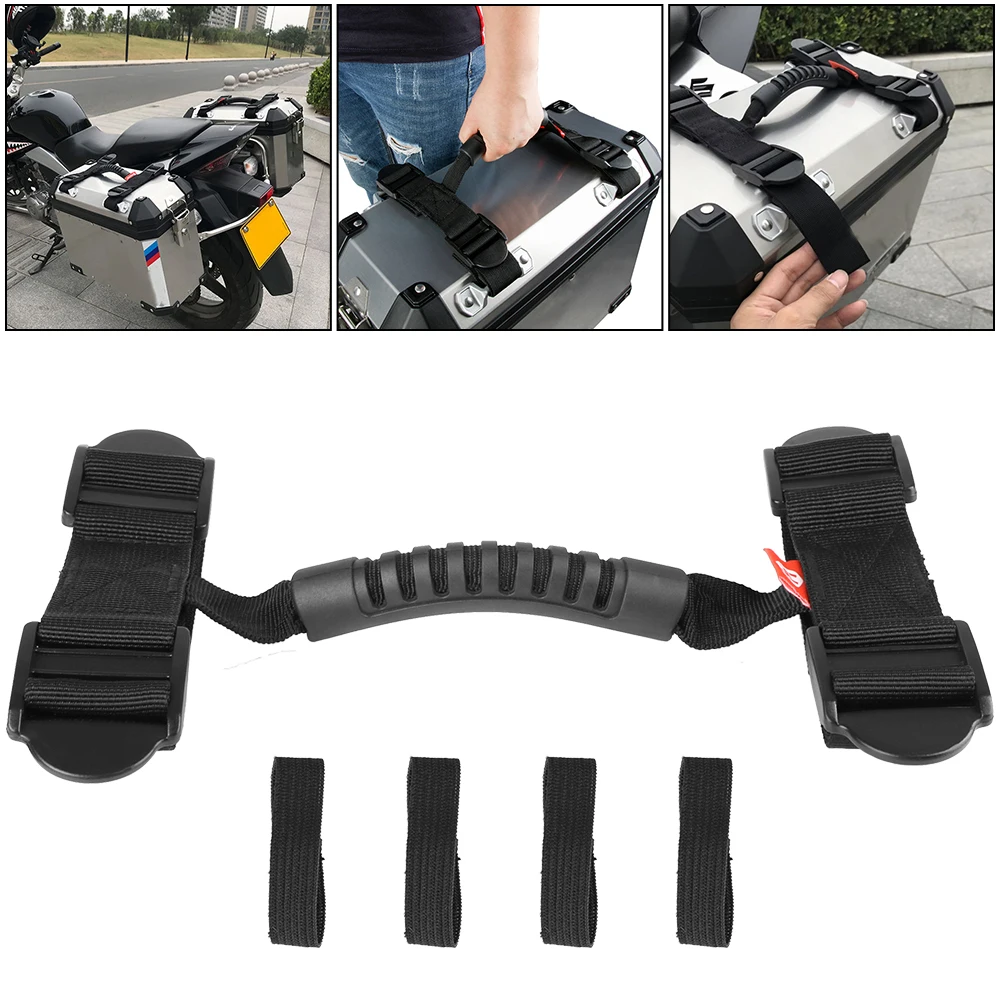 

Motorcycle Side Box Handle Strap Grab Handle Universal Adjustable Aluminum Side Box Hand Carried Luggage Strap Rope Handle