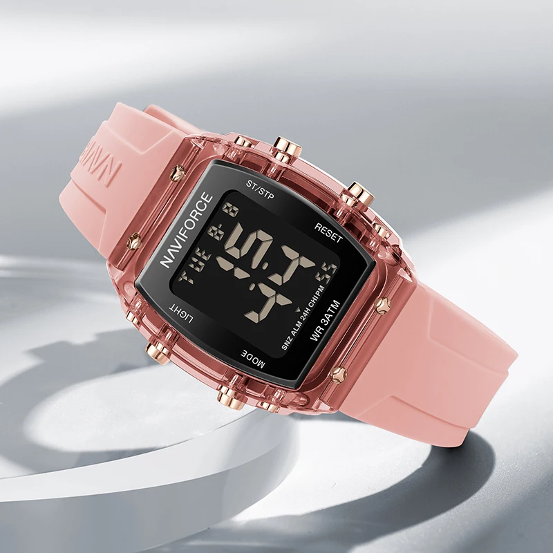 NAVIFORCE-relojes digitales LCD para mujer, pulsera electrónica deportiva con correa de silicona, resistente al agua, tendencia salvaje