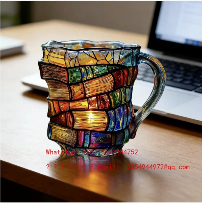 2026     Personalized Hand-painted Book Glass Home Coffee Cup