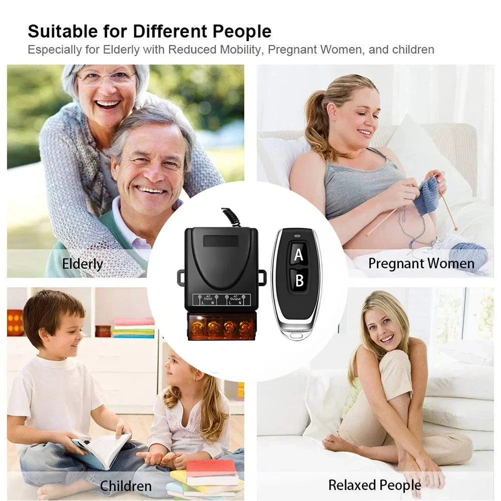AC 110V 220V 30A Relay Wireless Remote Control Switch System RF 433Mhz Transmitter On Off for Water Heaters Ceiling LED Lamp