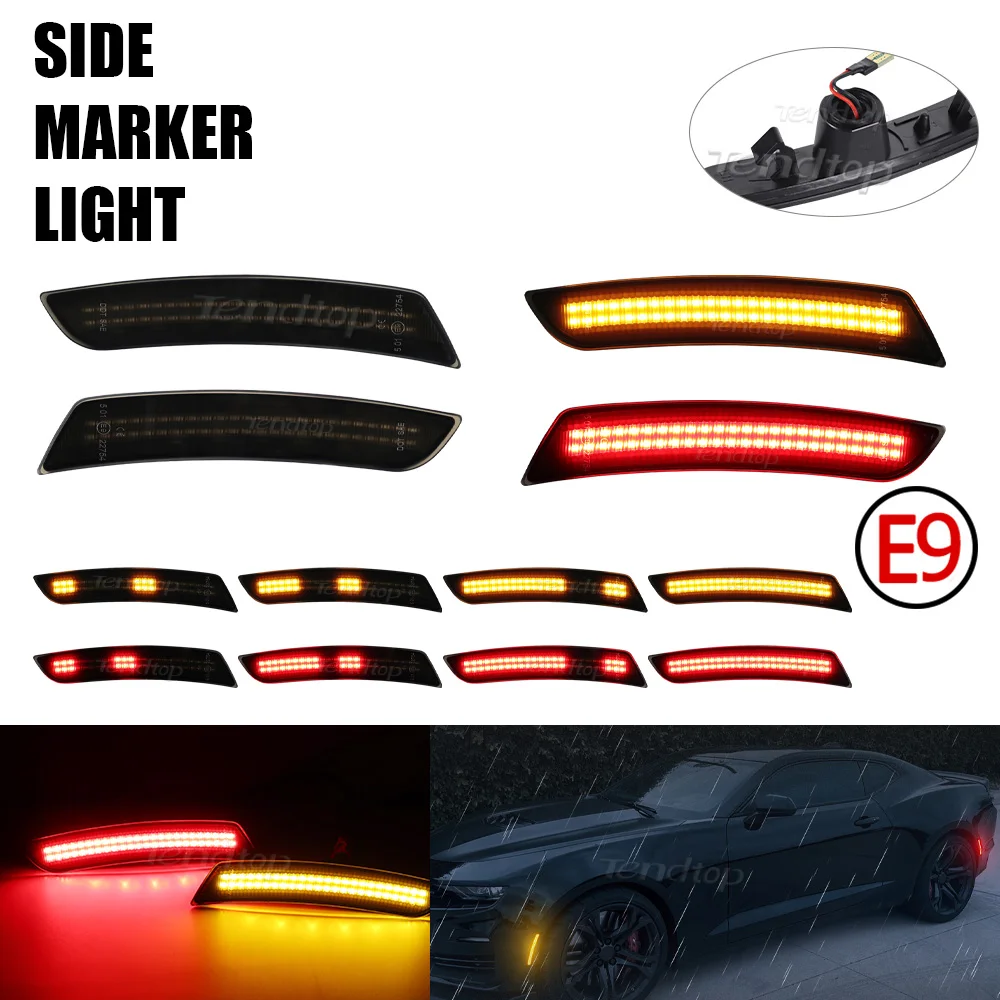 

4 шт. дымчатые динамические светодиодные боковые габаритные огни дневного света для Chevy Camaro 2016 2017 2018 2019 2020 2021 2022 2023