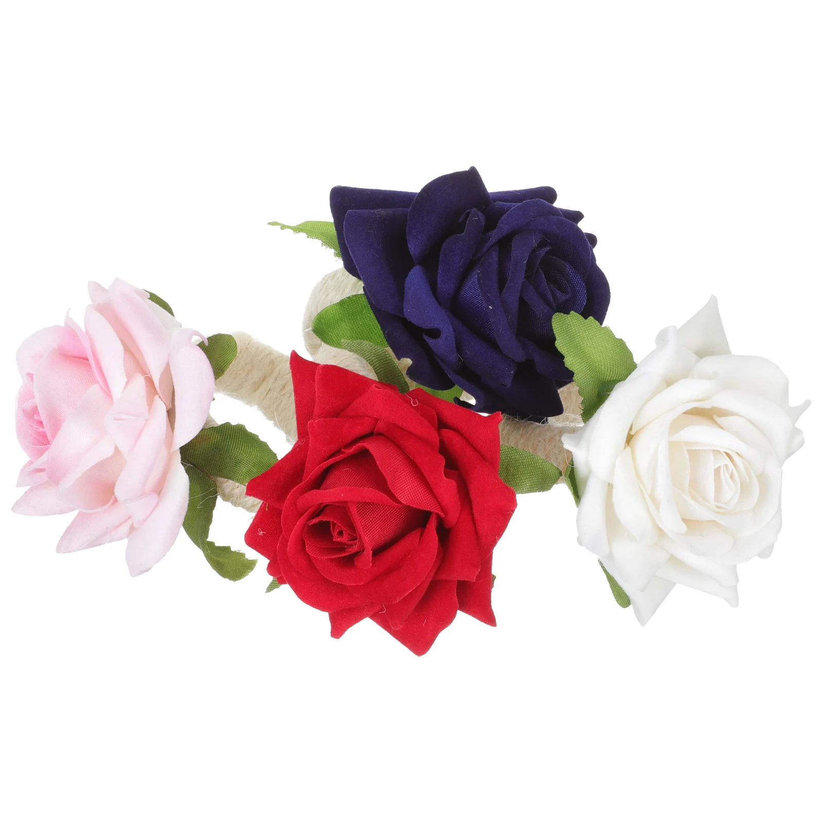 

4 Pcs Napkin Rings H made Woven Serviette Rings Floral Dining Decor Buckle Rose Napkin Holders Table Decoration Kitchen Bar