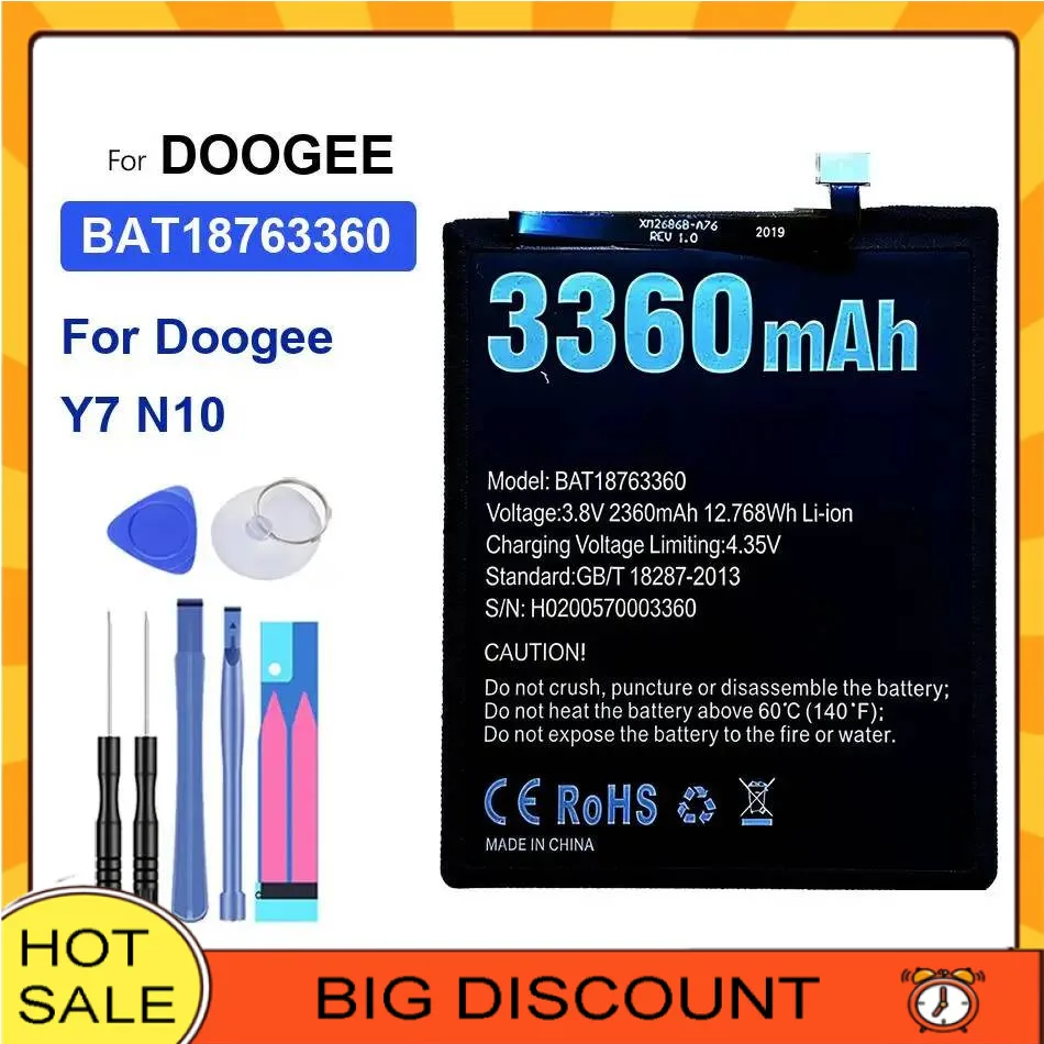 

Battery BAT16523200 BAT18783400 BAT18774000 BAT18763360 BAT16514300 3200mAh-4300mAh For Doogee Y6C Y8 Plus Y7 N10 Y6 Max