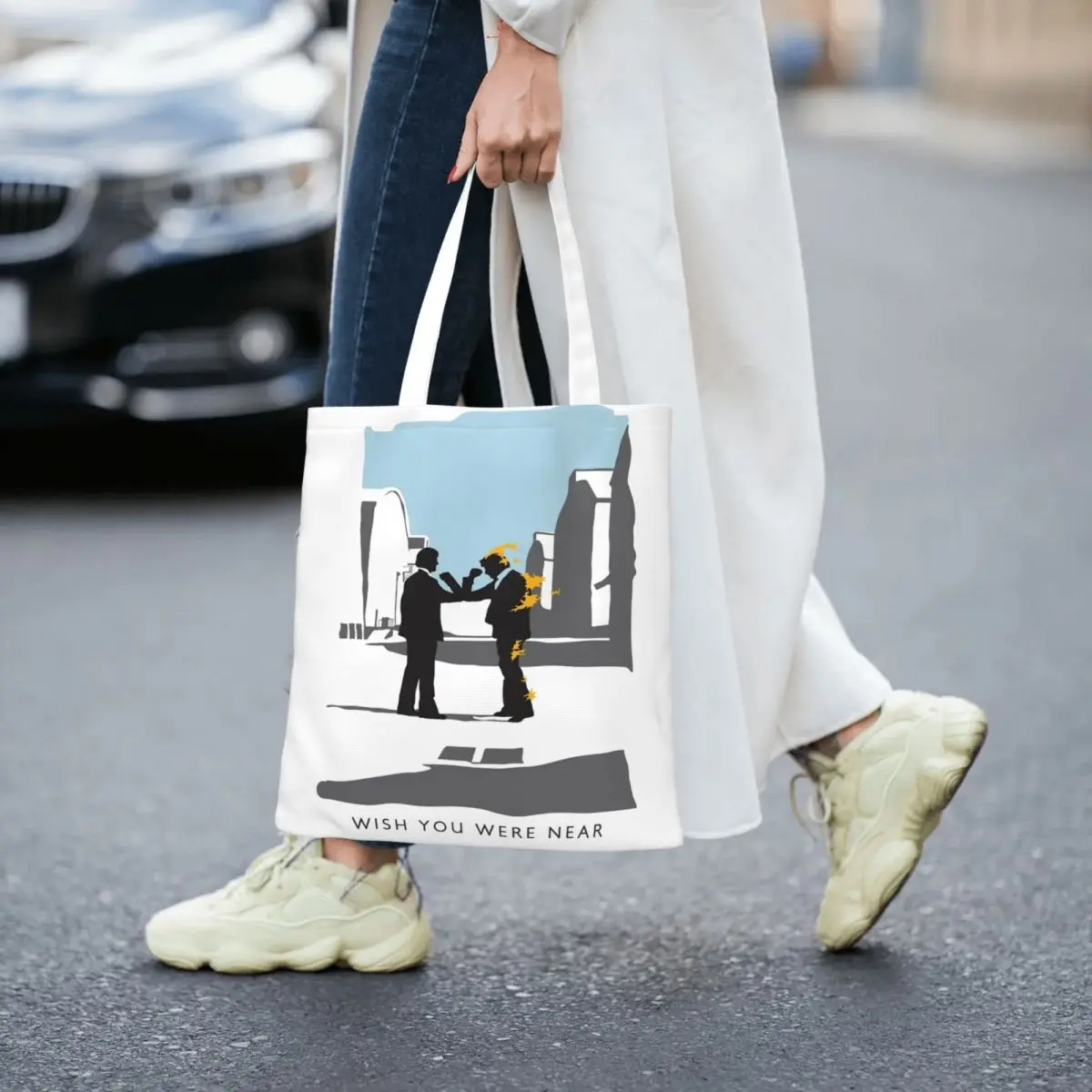 Rock Band Wish You Here Here Canvas Tote Bag borsa per la spesa ecologica di grande capacità per borse per studenti Unisex Classic Rock Song