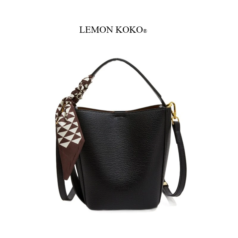 LEMON KOKO Bucket Bag New Design Sense Hand Bag Large Capacity High Sense Shoulder Messenger Bag Work Commuter Bag Shoulder Bag