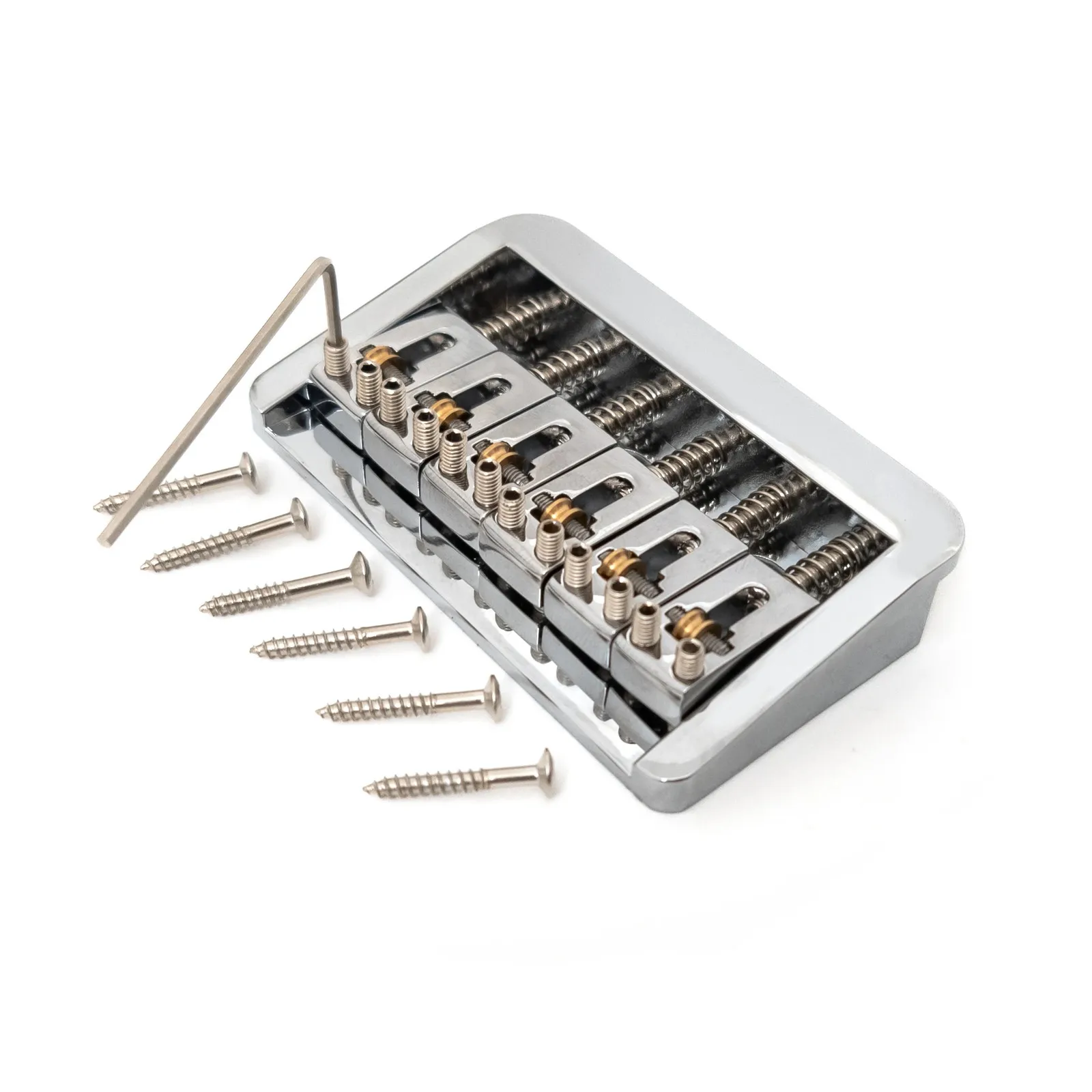 Fixed Guitar Bridge with Adjustable 10.5mm Roller Saddles, Copper Zinc Block Tremolo Bridge Replacement Parts