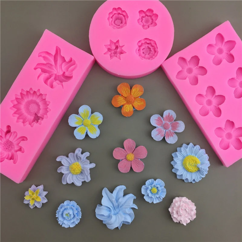 1Pc Mini Camellia Daisy Flower Silicone Sugarcraft Mold DIY Cookie Cupcake Chocolate Baking Mold Fondant Cake Decorating Tools