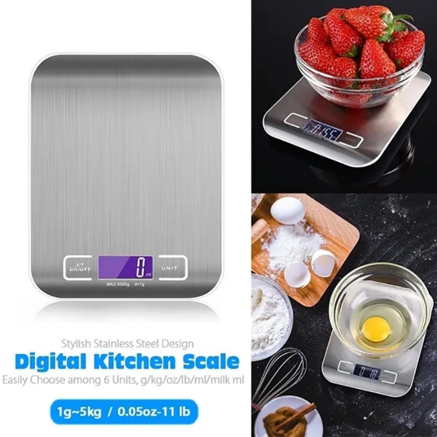 Reliable High Precision Portable Electronic Kitchen Scale with LED Display and Timer for Accurate Cooking and Baking - Convenien