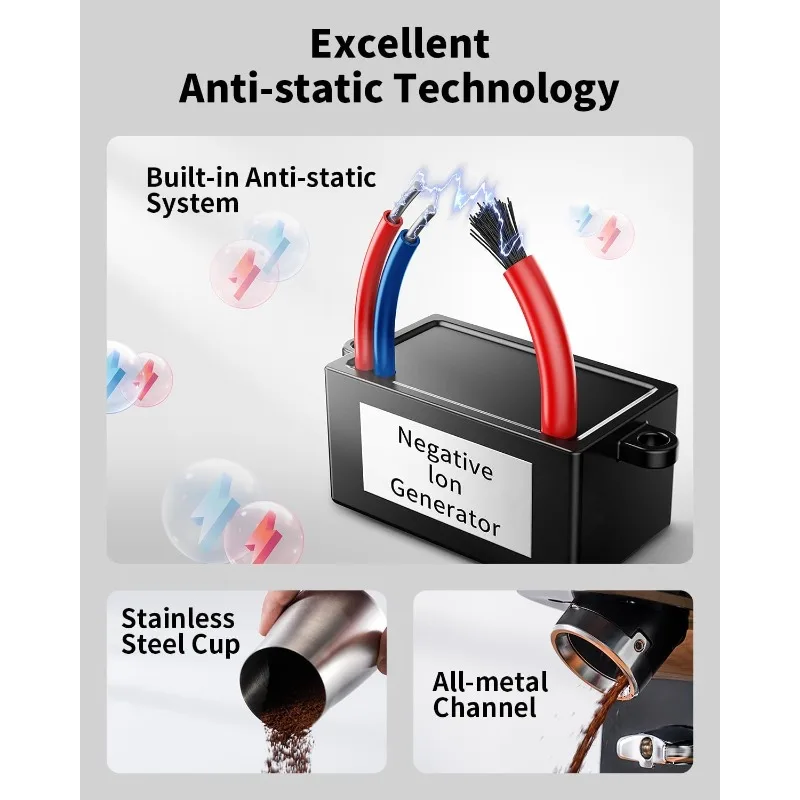 مطحنة قهوة احترافية مقاس 64 مم مع 100 إعداد للطحن وغرفة معدنية بالكامل، مطحنة حبوب القهوة مع قابلة للتعديل