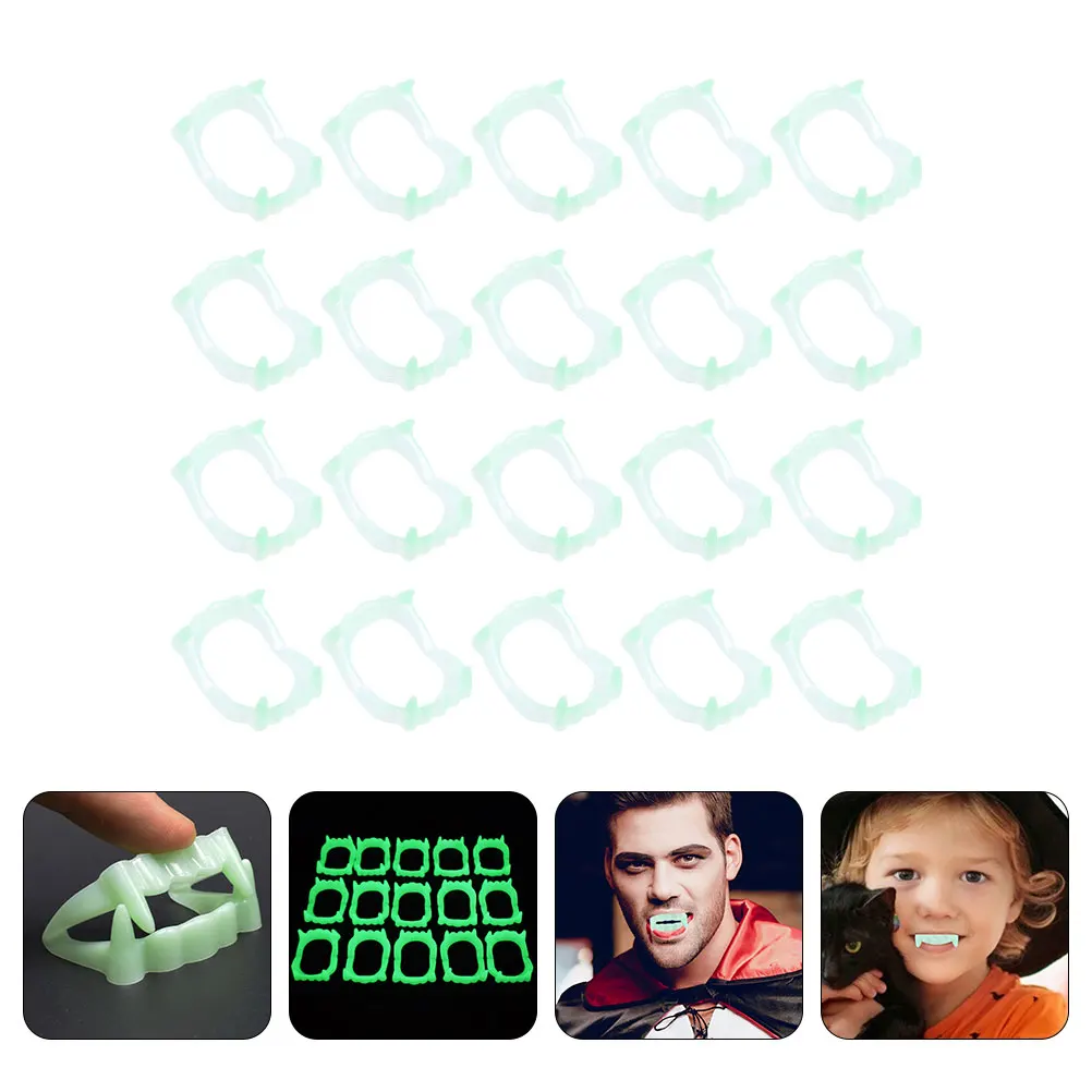 25 stuks fluorescerende kunstgebit tanden halloween rekwisieten glow in dark veilig materiaal vampier kostuum cosplay podiumdecoraties